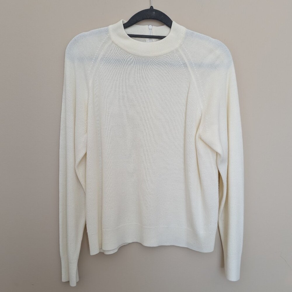 Debbie Morgan Petite cream mock turtle neck sweater Large EUC